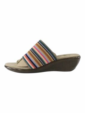 San Miguel Striped Wedge Sandals Size 7 Boho Comfort Platform Thong Multicolor